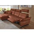 ECKSOFA in Echtleder Cognac  169/298 cm  - Cognac/Schwarz, Design, Leder/Metall (169/298cm) - Dieter Knoll
