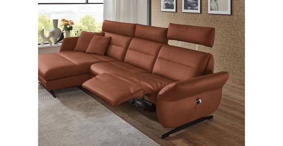 ECKSOFA in Echtleder Cognac  169/298 cm  - Cognac/Schwarz, Design, Leder/Metall (169/298cm) - Dieter Knoll