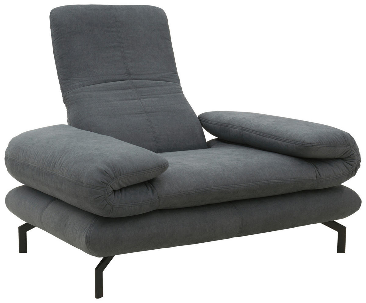 SESSEL mit Funktion in Webstoff Dunkelgrau  - Dunkelgrau/Schwarz, Design, Textil/Metall (139 (197)/83 (110)/98cm) - LOOKS by W.Joop