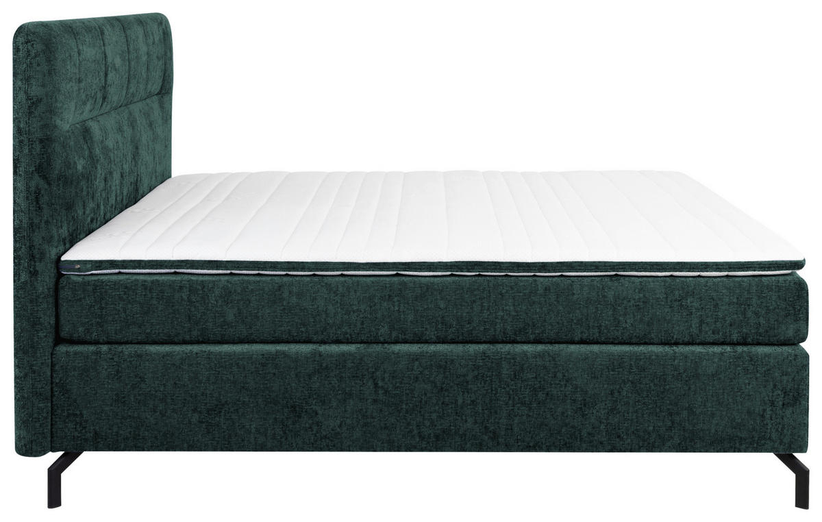 BOXSPRINGBETT 180/200 cm  in Dunkelgrün  - Dunkelgrün/Schwarz, Design, Textil/Metall (180/200cm) - Esposa