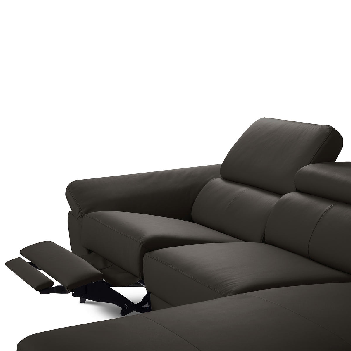 ECKSOFA  in Lederlook Echtleder Dunkelbraun  252/179 cm  - Dunkelbraun/Schwarz, Design, Leder/Textil (252/179cm) - Livetastic