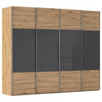 SCHWEBETÜRENSCHRANK  in Schwarz, Eiche Artisan  - Chromfarben/Schwarz, KONVENTIONELL, Glas/Holzwerkstoff (271/223/68cm) - Novel