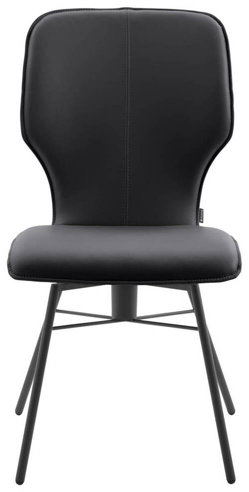 STUHL Echtleder Graphitfarben  - Dunkelgrau/Graphitfarben, Design, Leder/Metall (49/95/63cm) - Musterring