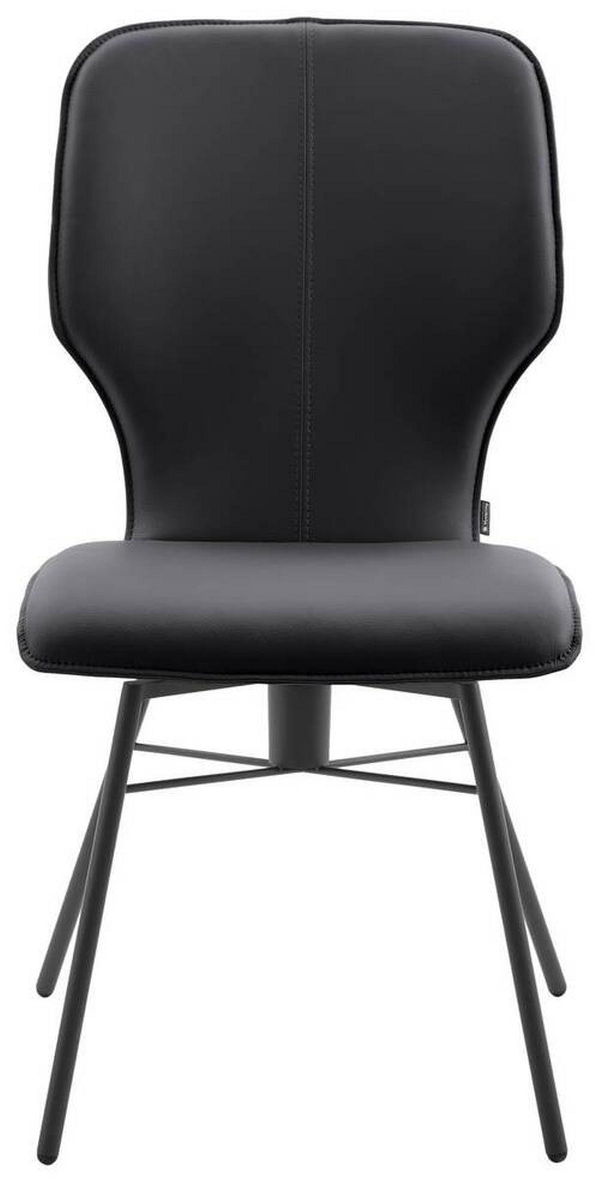 STUHL Echtleder Graphitfarben  - Dunkelgrau/Graphitfarben, Design, Leder/Metall (49/95/63cm) - Musterring