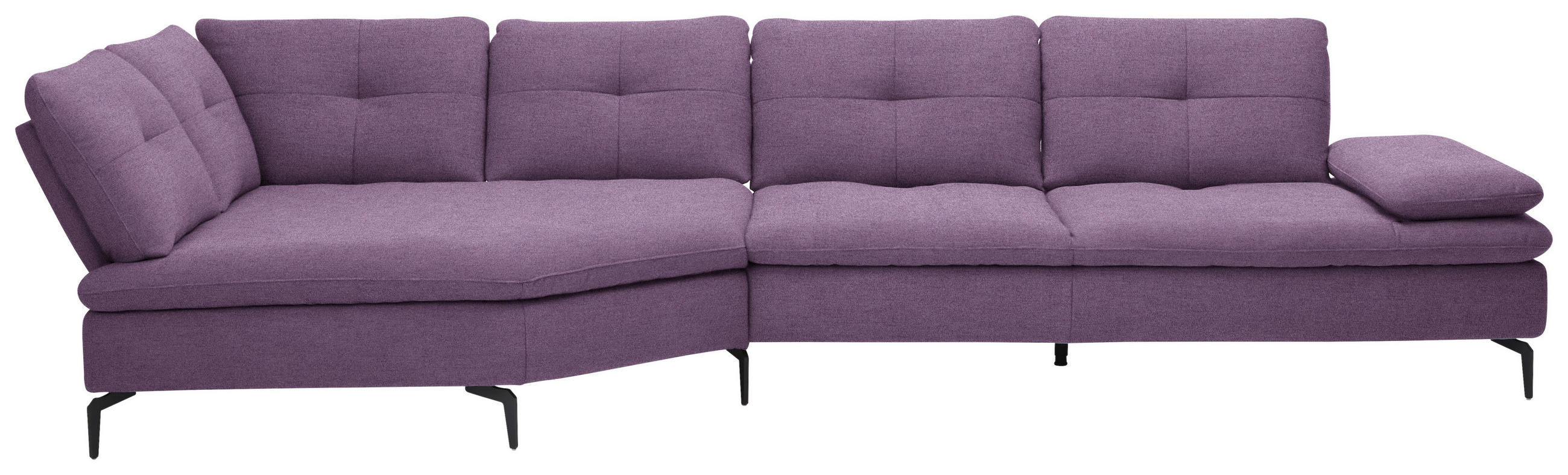 ECKSOFA in Flachgewebe Lila  - Lila/Schwarz, Design, Textil/Metall (157/344cm) - Chilliano