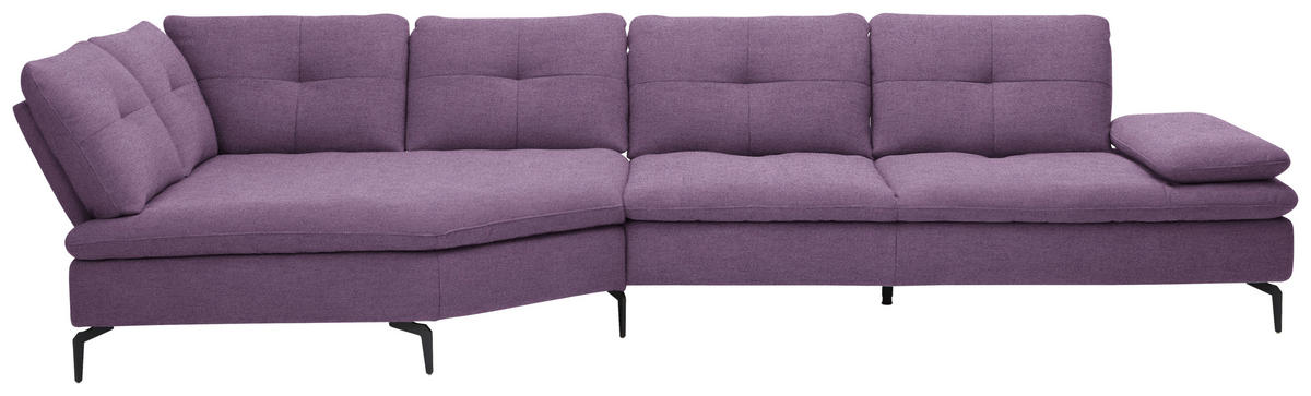 ECKSOFA in Flachgewebe Lila  - Lila/Schwarz, Design, Textil/Metall (157/344cm) - Chilliano