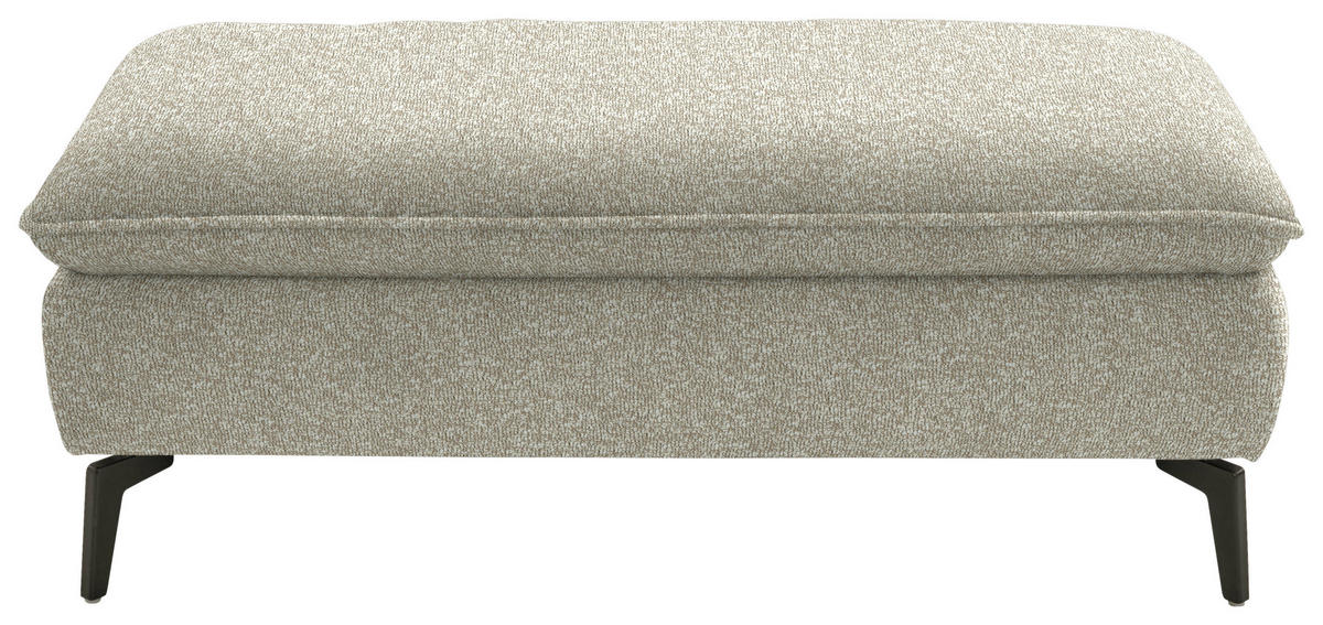 HOCKER in Textil Beige  - Beige/Schwarz, Design, Textil/Metall (130/46/65cm) - Valdera