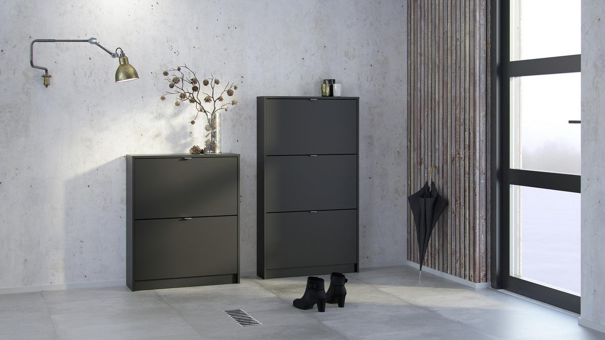 SKOSKÅP 70,3/162/24,05 cm  - aluminiumfärgad/svart, Design, metall/trämaterial (70,3/162/24,05cm) - Best Price