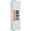 VITRINE  in Weiß, Eichefarben - Eichefarben/Schwarz, Design, Glas/Holzwerkstoff (60/200/38cm) - Stylife