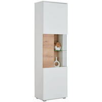 VITRINE  in Weiß, Eichefarben - Eichefarben/Schwarz, Design, Glas/Holzwerkstoff (60/200/38cm) - Stylife