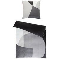 OBOJSTRANNÁ POSTEĽNÁ BIELIZEŇ, satén, antracitová, sivá, čierna, svetlosivá, tmavosivá, 155/220 cm - čierna/sivá, Design, textil (155/220cm) - Schöner Wohnen