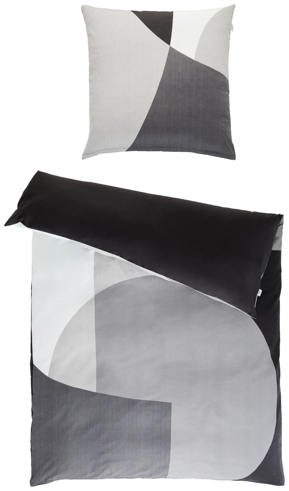 OBOJSTRANNÁ POSTEĽNÁ BIELIZEŇ, satén, antracitová, sivá, čierna, svetlosivá, tmavosivá, 155/220 cm - čierna/sivá, Design, textil (155/220cm) - Schöner Wohnen