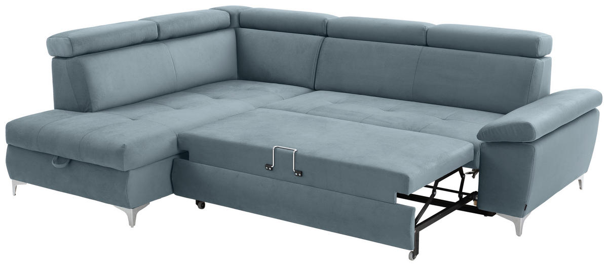 KUTNA GARNITURA tekstil  svijetlo plava   - boje kroma/svijetlo plava, Konvencionalno, tekstil/metal (206/271cm) - Carryhome