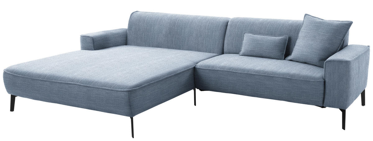 ECKSOFA in Flachgewebe Blau  - Blau/Schwarz, Design, Textil/Metall (190/285cm) - Johann Jakob