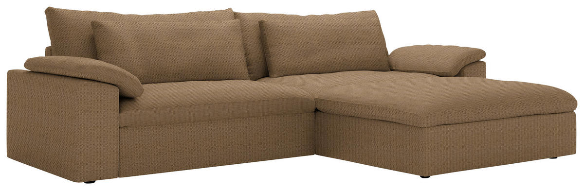 ECKSOFA  Chenille Rostfarben  - Rostfarben/Schwarz, Modern, Kunststoff/Textil (306/198cm) - Carryhome