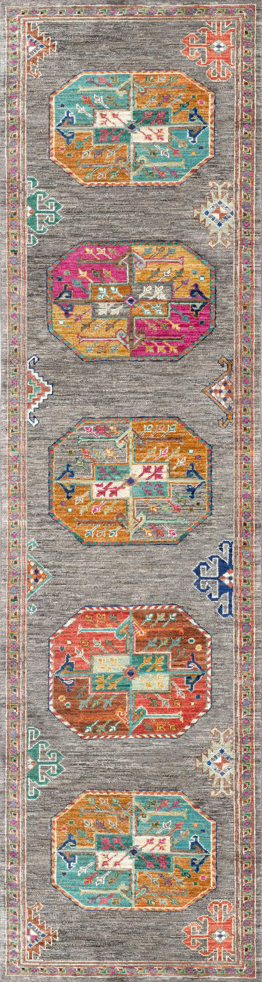 LÄUFER Cortea Khamil 80/300 cm  in Grau, Türkis, Pink  - Türkis/Pink, LIFESTYLE, Kunststoff/Textil (80/300cm) - Lindorug