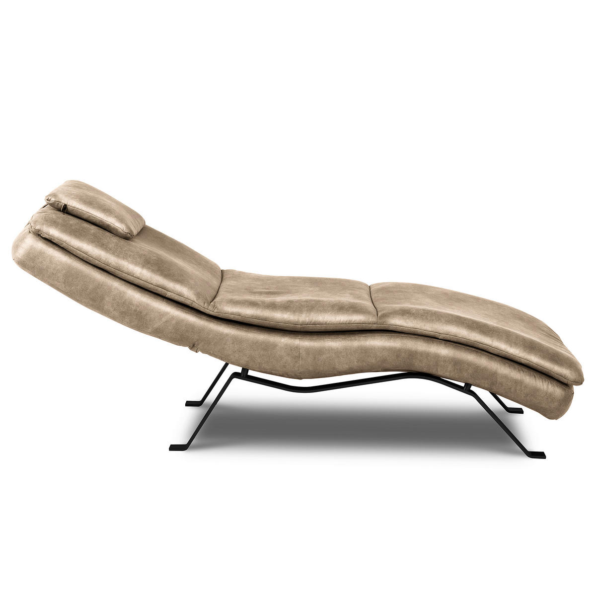 RELAXLIEGE Echtleder Creme  - Creme/Schwarz, Design, Leder/Metall (65/95/171cm) - Celina Home