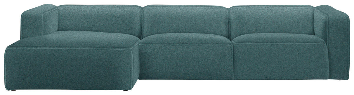 ECKSOFA Webstoff Petrol  - Petrol/Schwarz, Design, Kunststoff/Textil (163/332cm) - Stylife