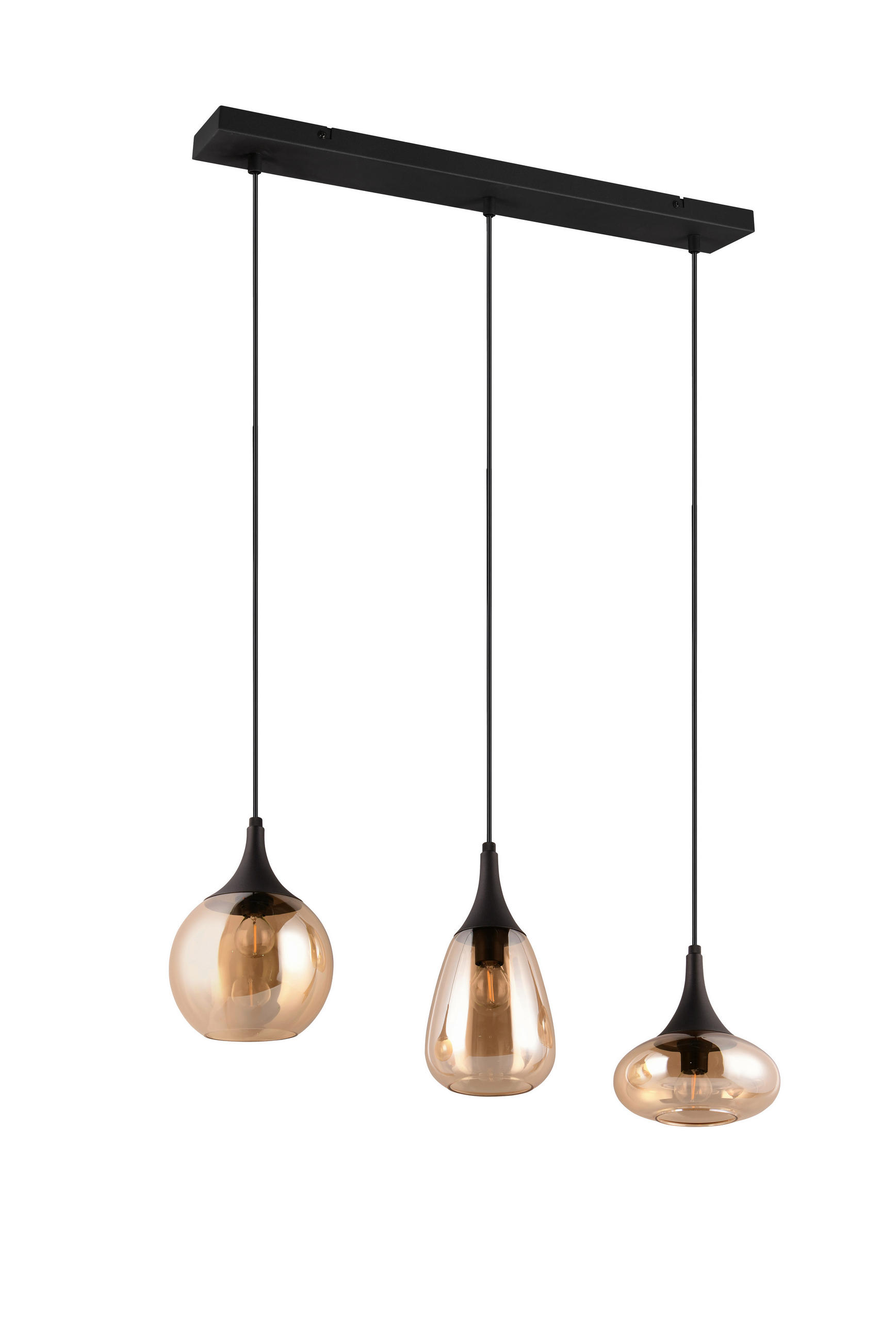 PENDELLEUCHTE Lumina 68,8/19,5/150 cm   - Bernsteinfarben/Schwarz, Design, Glas/Metall (68,8/19,5/150cm) - Trio Leuchten