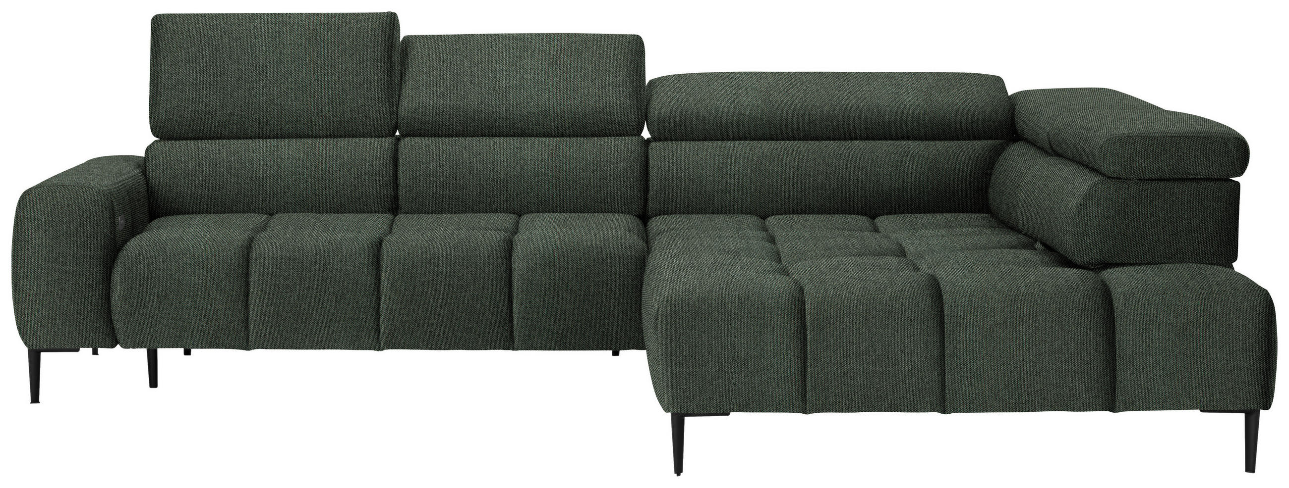 ECKSOFA in Webstoff Dunkelgrün  - Currygelb/Dunkelgrün, Design, Textil/Metall (300/216cm) - Welnova