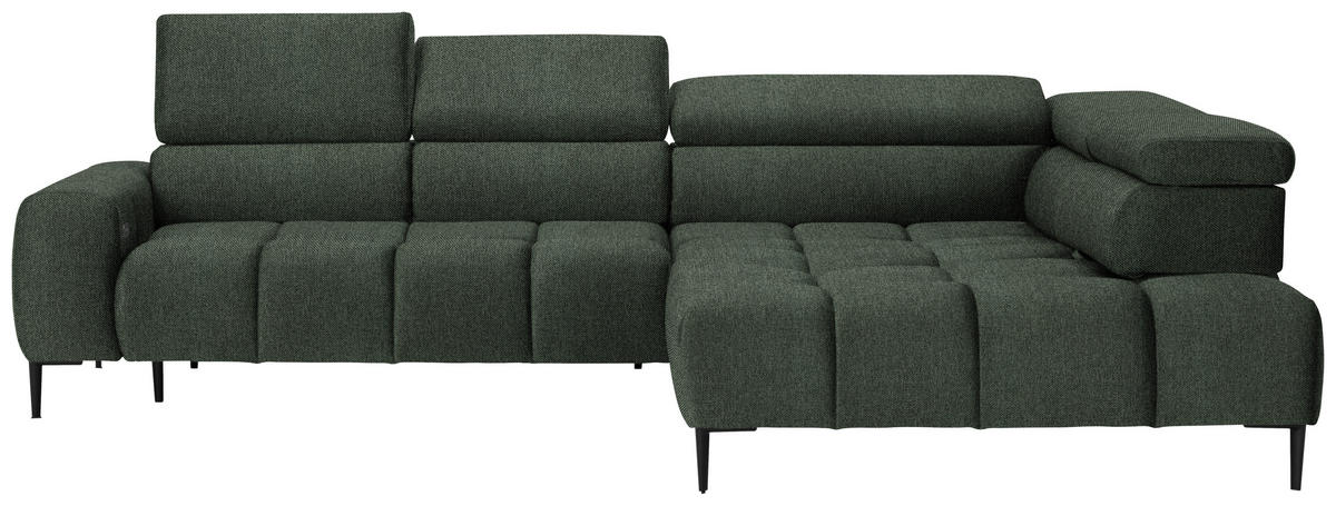 ECKSOFA in Webstoff Dunkelgrün  - Currygelb/Dunkelgrün, Design, Textil/Metall (300/216cm) - Welnova