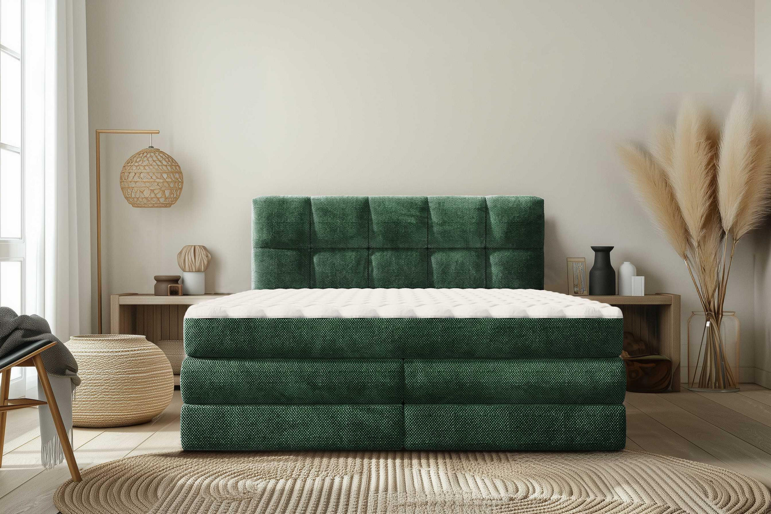 BOXSPRINGBETT 180/200 cm  in Grün  - Schwarz/Grün, Design, Kunststoff/Textil (180/200cm) - Esposa