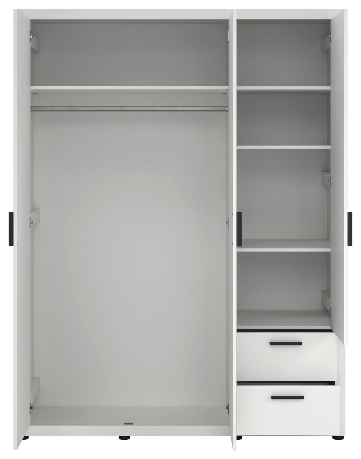 DREHTÜRENSCHRANK in Weiss  - Weiss/Schwarz, Modern, Holzwerkstoff/Metall (153,6/200,9/59,8cm) - MID.YOU