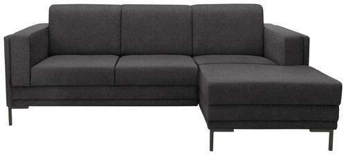 ECKSOFA Anthrazit Webstoff  - Anthrazit/Schwarz, Design, Textil/Metall (214/146cm) - LOOKS by W.Joop