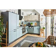 ECKKÜCHE 305/185 cm  in Eichefarben, Pastellblau  - Pastellblau/Eichefarben, Design, Holzwerkstoff/Metall (305/185cm) - Xora