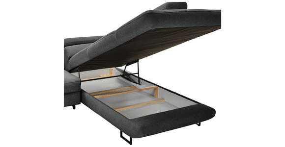 ECKSOFA in Webstoff Dunkelgrau - Dunkelgrau/Schwarz, Design, Textil/Metall (280/235cm) - Hom`in