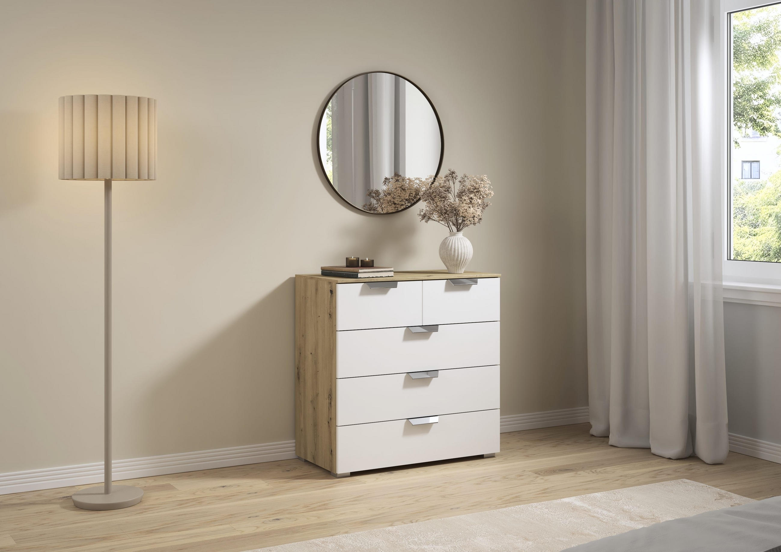 KOMMODE in 80/81/42 cm - Chromfarben/Weiß, Design, Holzwerkstoff/Metall (80/81/42cm) - Carryhome