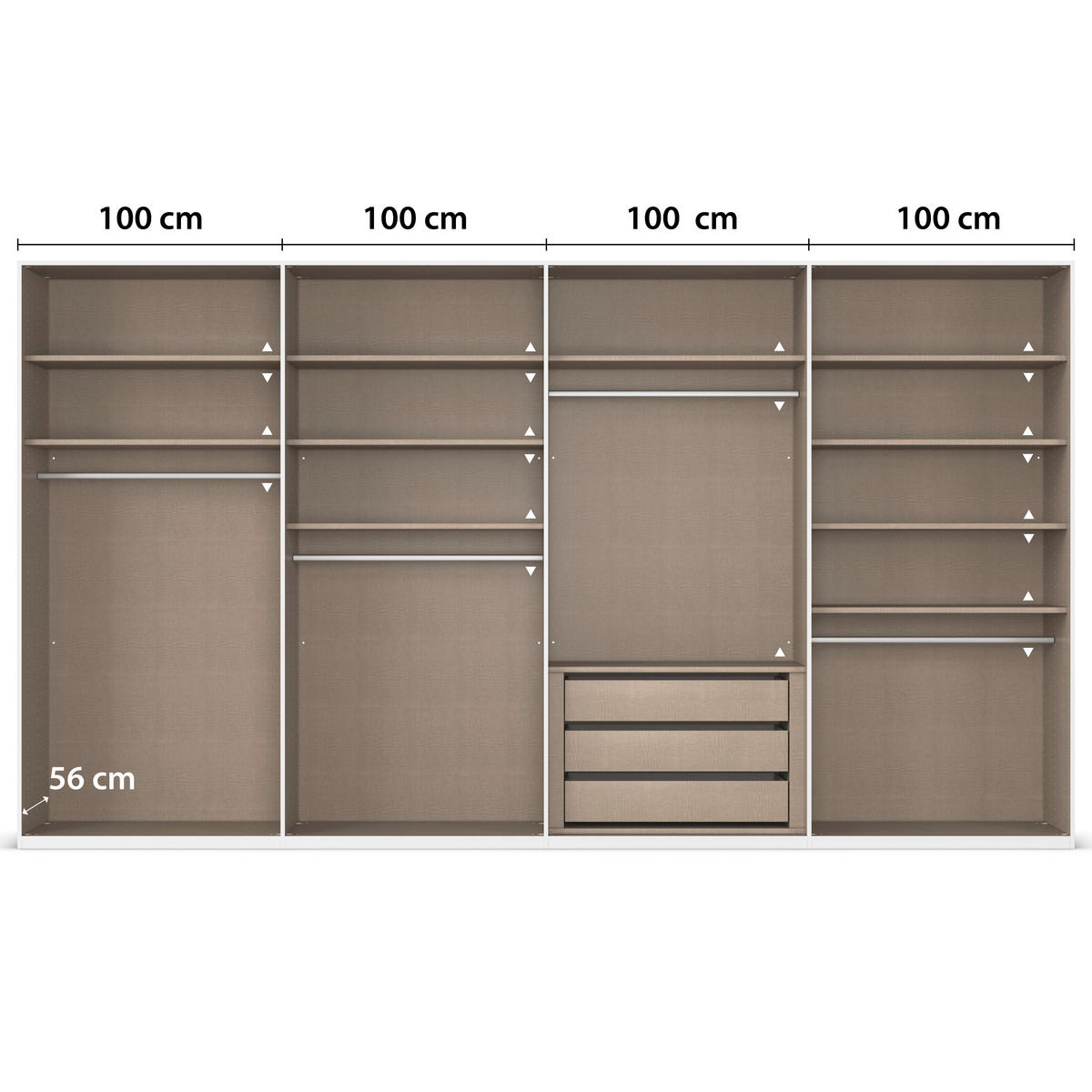 SCHWEBETÜRENSCHRANK 400/223/68 cm 4-türig Weiß, Weiß Hochglanz  - Weiß Hochglanz/Alufarben, Basics, Glas/Holzwerkstoff (400/223/68cm) - Novel