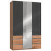 DREHTÜRENSCHRANK in Grau, Eichefarben  - Chromfarben/Eichefarben, Modern, Glas/Holzwerkstoff (150/236/58cm) - MID.YOU