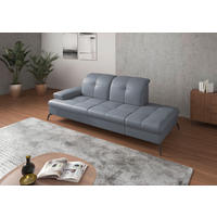 RÉCAMIERE Graublau Echtleder  inkl. Armteilverstellung, Sitztiefenverstellung  - Graublau/Schwarz, KONVENTIONELL, Leder/Metall (231/90/122cm) - Sit & More
