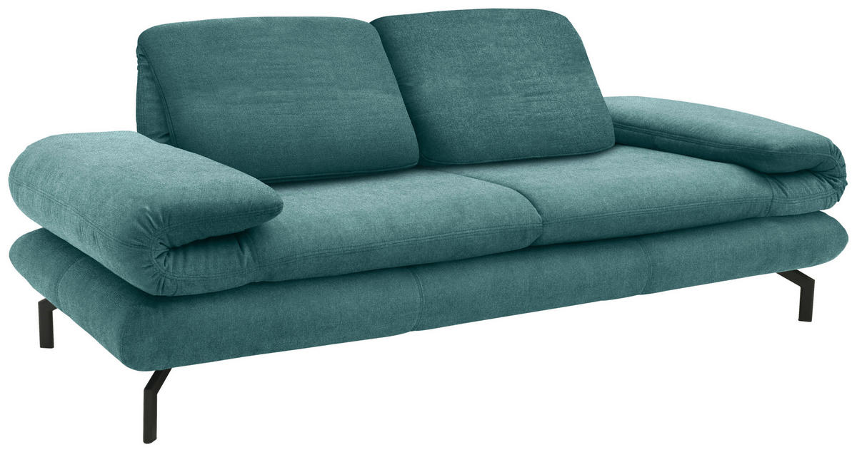 2,5-SITZER Webstoff Petrol  - Petrol/Schwarz, Design, Textil/Metall (224/83/98cm) - LOOKS by W.Joop