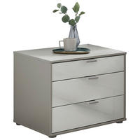 NACHTKÄSTCHEN 60/48/43 cm  in Grau, Weiss  - Chromfarben/Weiss, Konventionell, Glas/Holzwerkstoff (60/48/43cm) - Dieter Knoll