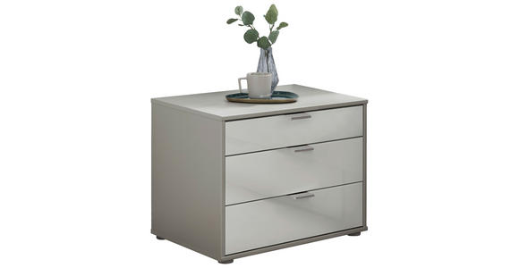 NACHTKÄSTCHEN 60/48/43 cm in Grau, Weiß - Chromfarben/Schwarz, KONVENTIONELL, Glas/Holzwerkstoff (60/48/43cm) - Dieter Knoll