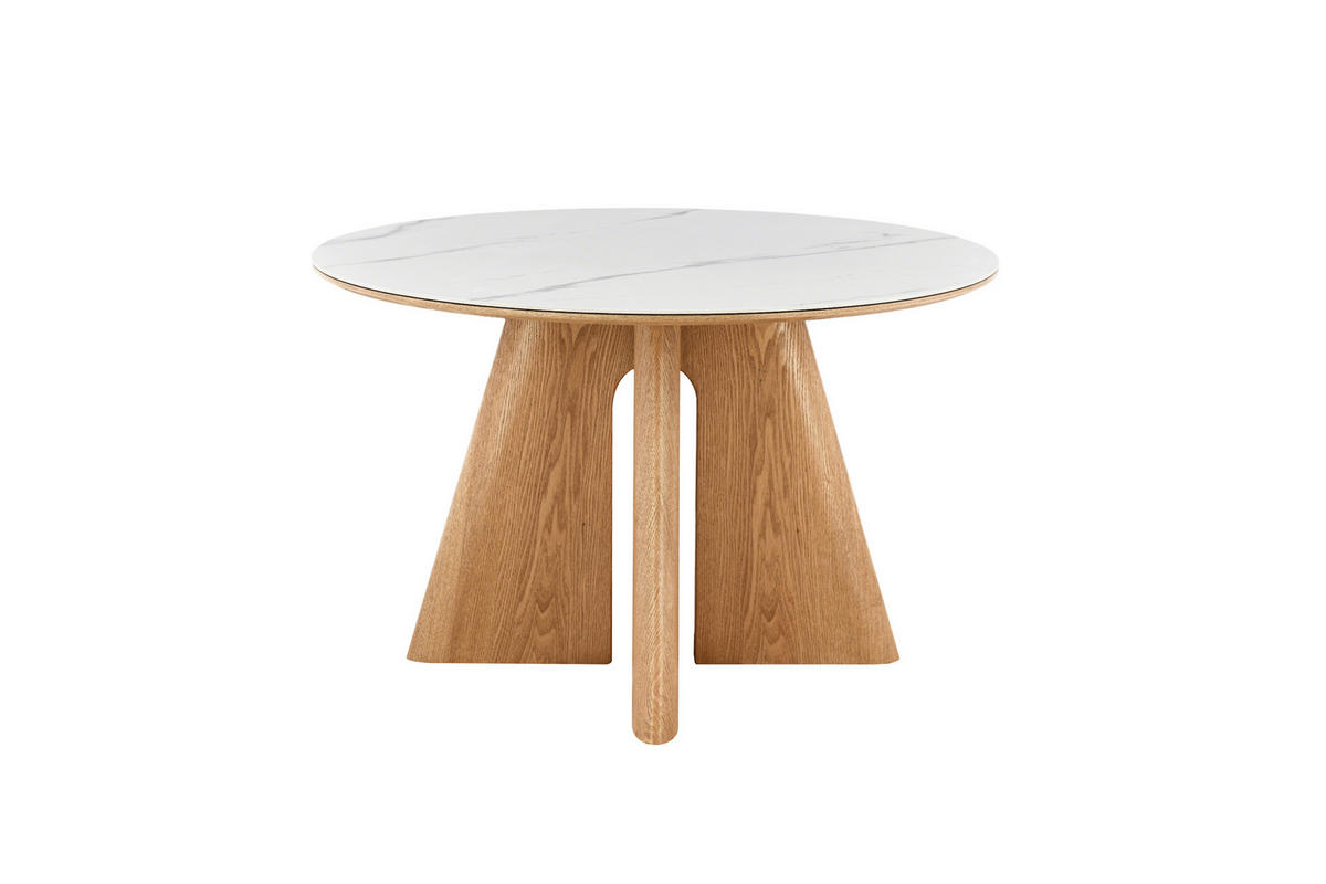 ESSTISCH 120/75/120 cm Echtholz, Nachbildung  Holz, Stein, Holzwerkstoff rund Weiß, Eichefarben  - Eichefarben/Weiß, Design, Holz/Holzwerkstoff (120/75/120cm) - VanDerken