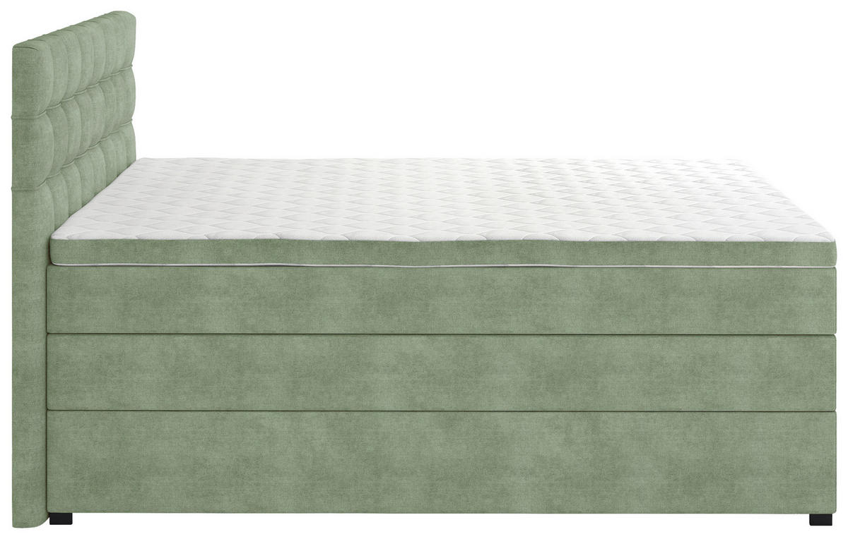BOXSPRINGBETT 120/200 cm,  in Grün, Matratze, Bettkasten, Topper, H3 = fest  - Schwarz/Grün, KONVENTIONELL, Kunststoff/Textil (120/200cm) - Boxxx