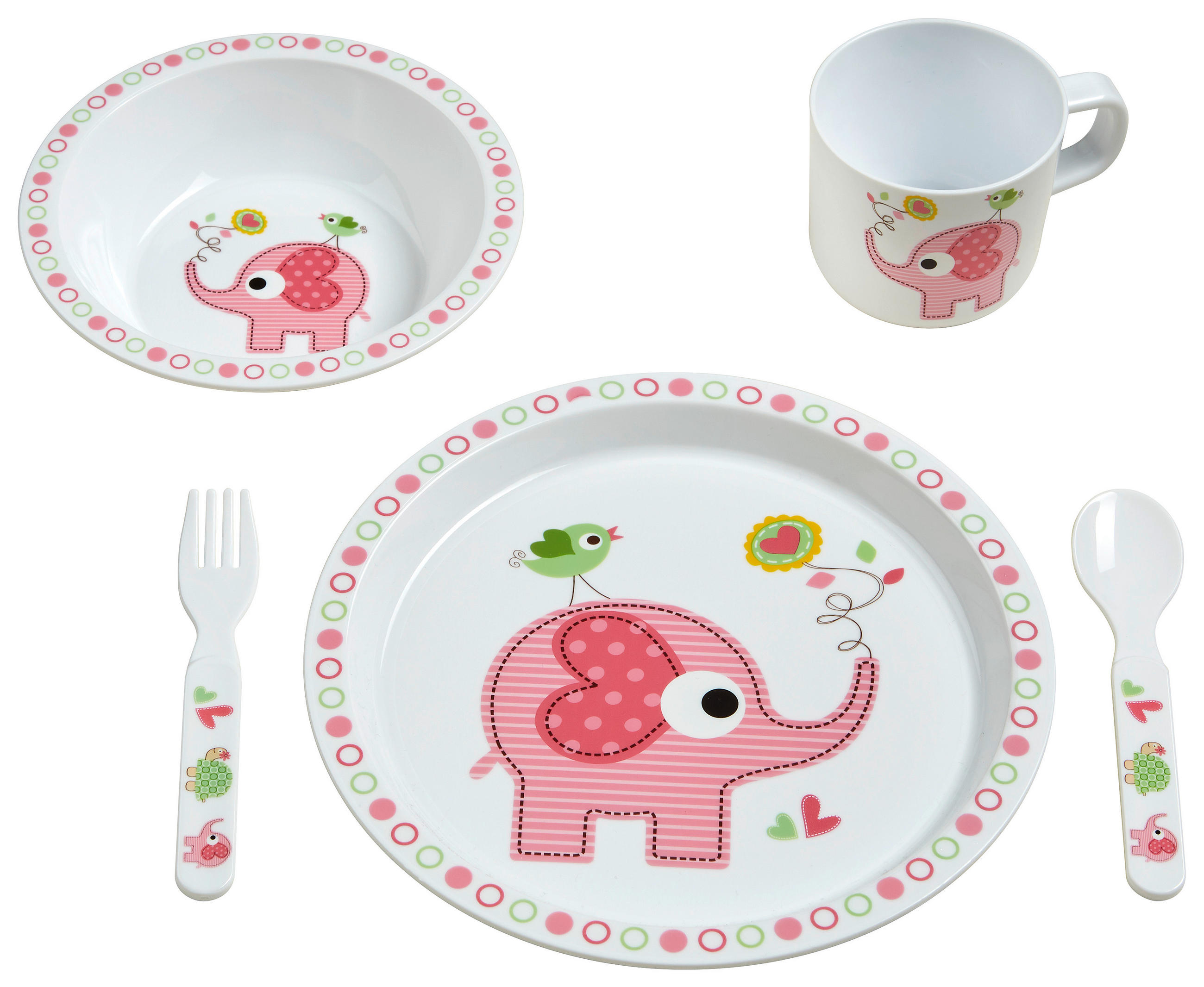 KINDERGESCHIRRSET 5-teilig  - Rosa/Weiß, Basics, Kunststoff (20,5cm) - My Baby Lou