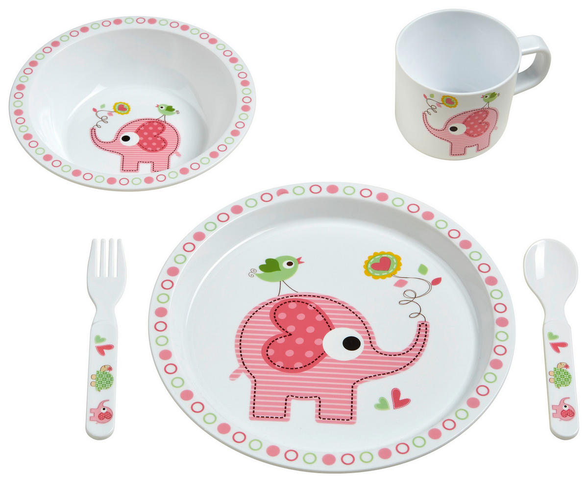 SADA DĚTSKÉHO NÁDOBÍ - bílá/růžová, Basics, plast (20,5cm) - My Baby Lou