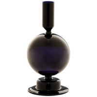 KERZENHALTER - Schwarz Hochglanz, Trend, Glas (9/18cm)
