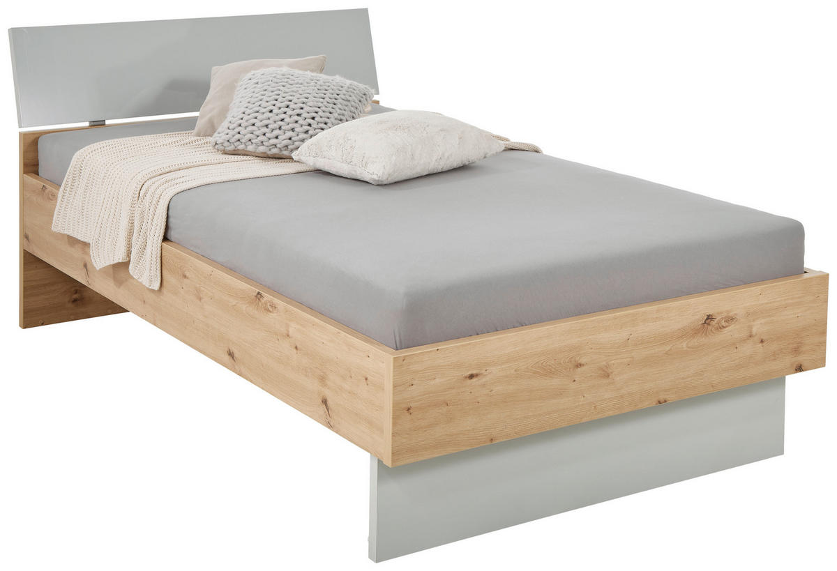 BETT 120/200 cm  in Grau, Eichefarben  - Eichefarben/Grau, MODERN, Holzwerkstoff (120/200cm) - Xora