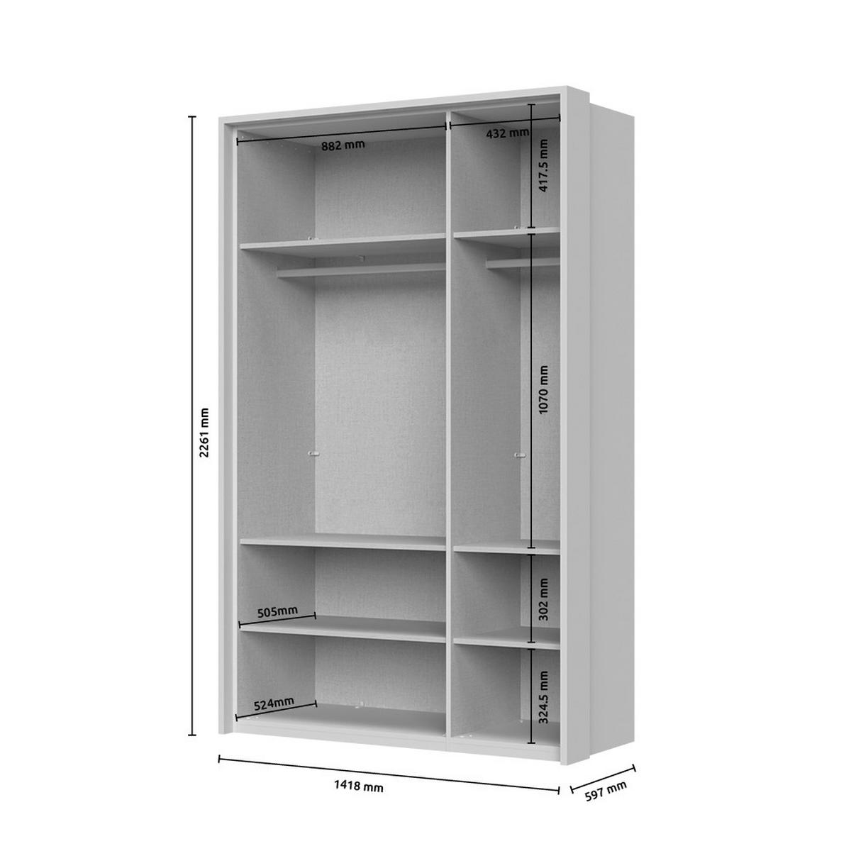 ORMAR SA KLASIČNIM VRATIMA  142/226/60 cm  - Dizajnerski, staklo/metal (142/226/60cm)