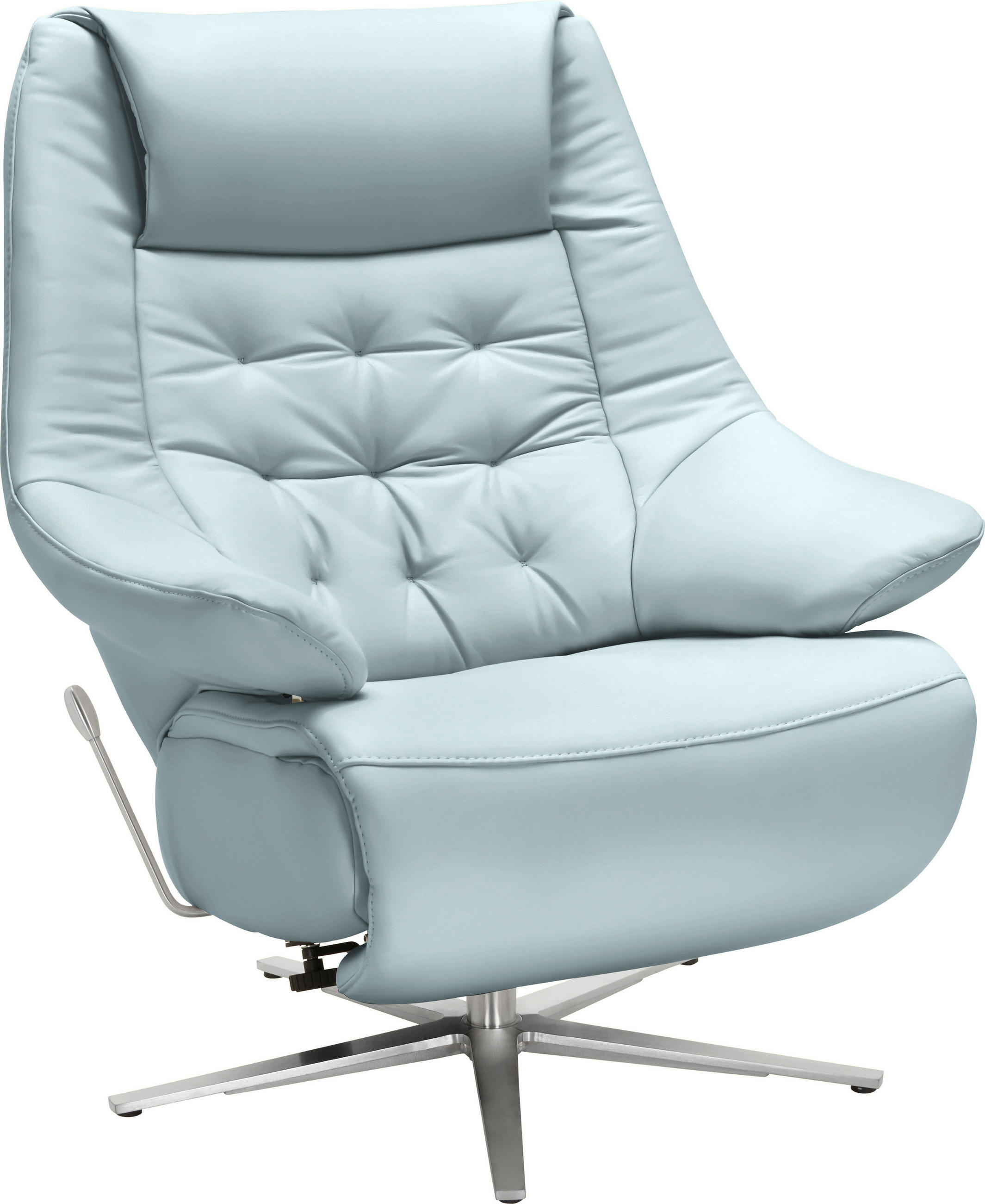 RELAXSESSEL in Leder Hellblau  - Alufarben/Hellblau, Design, Leder/Metall (84/104/81cm) - Valdera