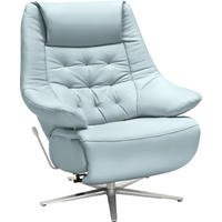 RELAXSESSEL in Leder Hellblau  - Alufarben/Hellblau, Design, Leder/Metall (84/104/81cm) - Valdera