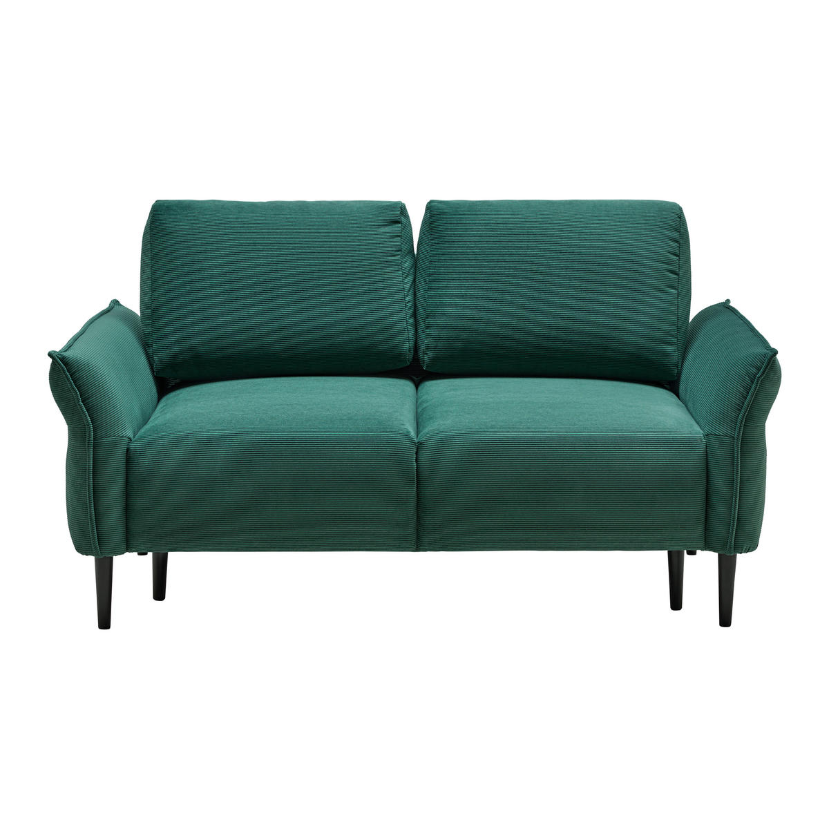 2-SITZER-SOFA Cord Dunkelgrün  - Dunkelgrün/Schwarz, Modern, Holz/Textil (150/85/92cm) - MID.YOU