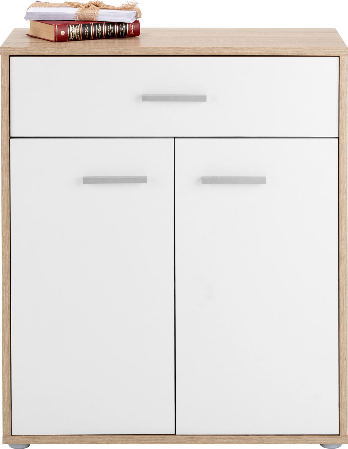 KOMODA   68/80/34 cm   bijela, boje hrasta  - bijela/boje hrasta, Moderno, drvni materijal/plastika (68/80/34cm) - Best Price