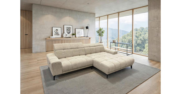 ECKSOFA inkl.Funktionen Naturfarben Chenille  - Schwarz/Naturfarben, MODERN, Textil/Metall (300/195cm) - Xora