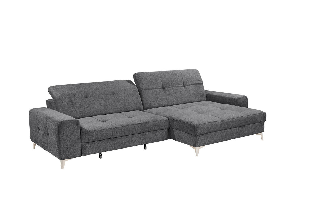 ECKSOFA SORELLA in Mikrovelours Anthrazit Kopfteilverstellung, Sitztiefenverstellung  328/182 cm  - Kaschmir/Anthrazit, Design, Kunststoff/Textil (328/182cm) - MID.YOU